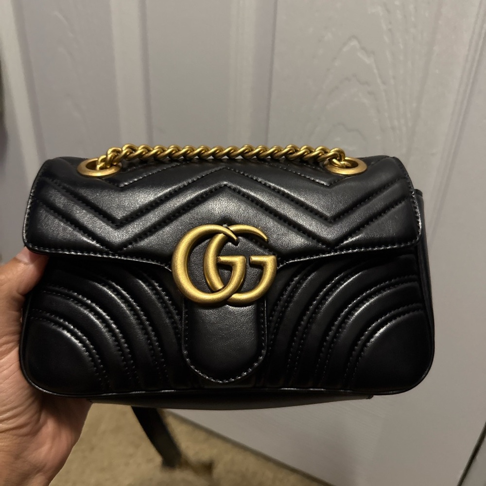 Gucci Black Mini Bag with Gold Chain